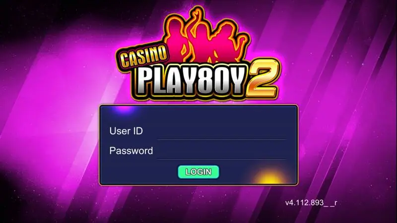 Layar login Casino Play8oy 2 berlatar ungu dengan kolom User ID dan Password dan tombol Login hijau, nomor versi di kanan bawah