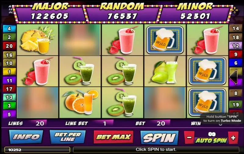Gulungan A Night Out dengan simbol smoothie buah dan wild gelas bir berlatar hijau